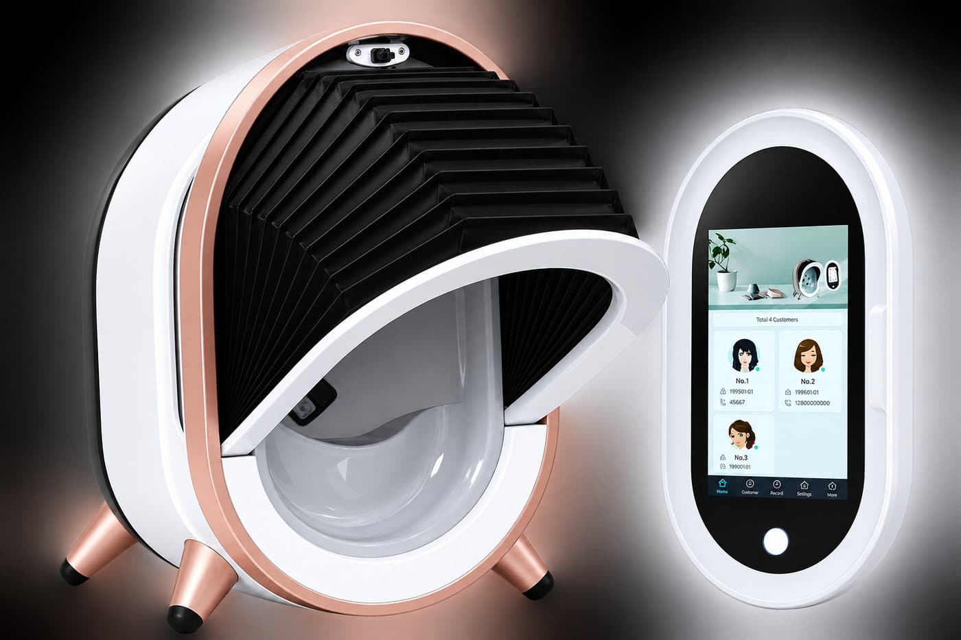 Kelly Beauty Marbella's professional facial skin-analysis scanner with its results display