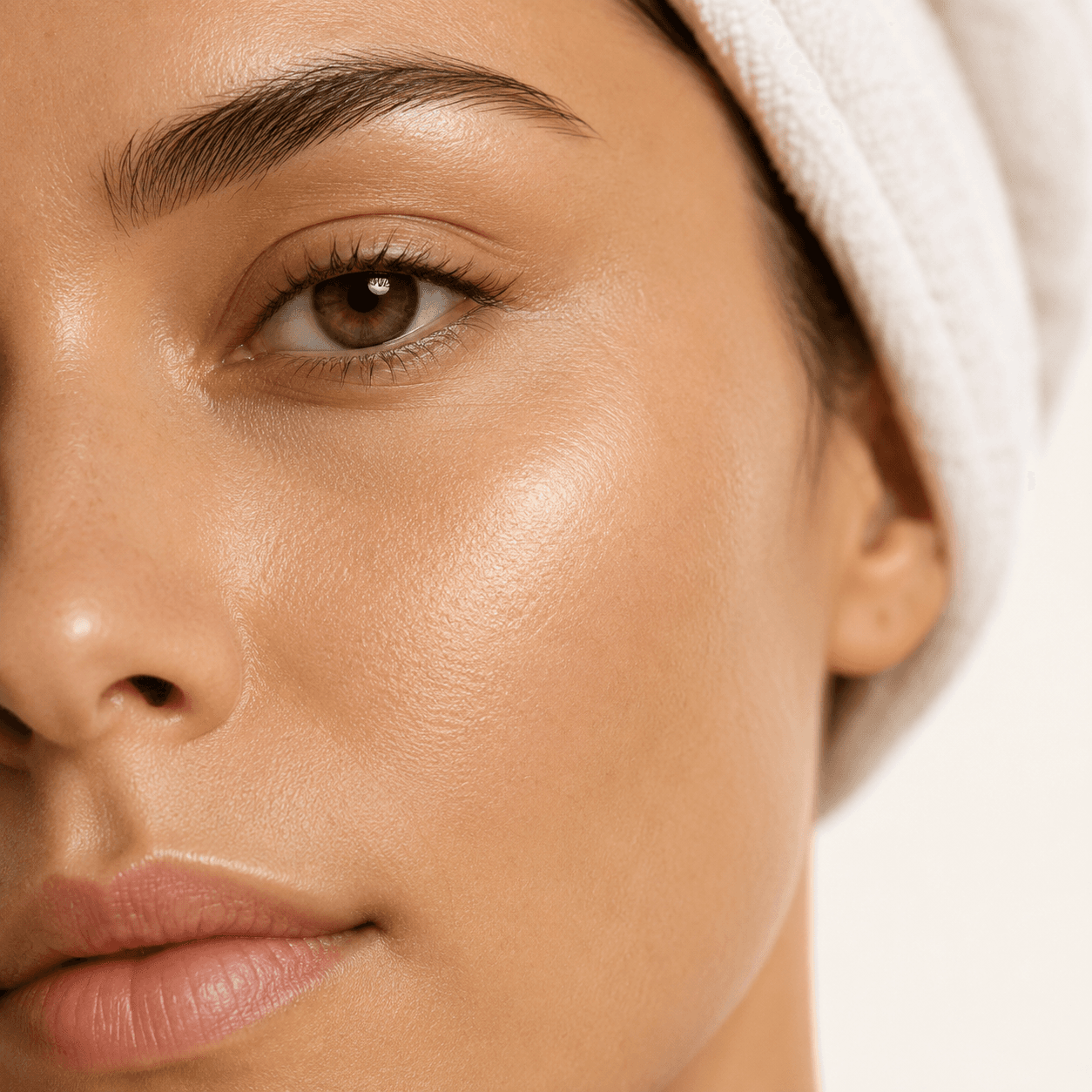 Close-up of skin texture during an AI skin-analysis scan