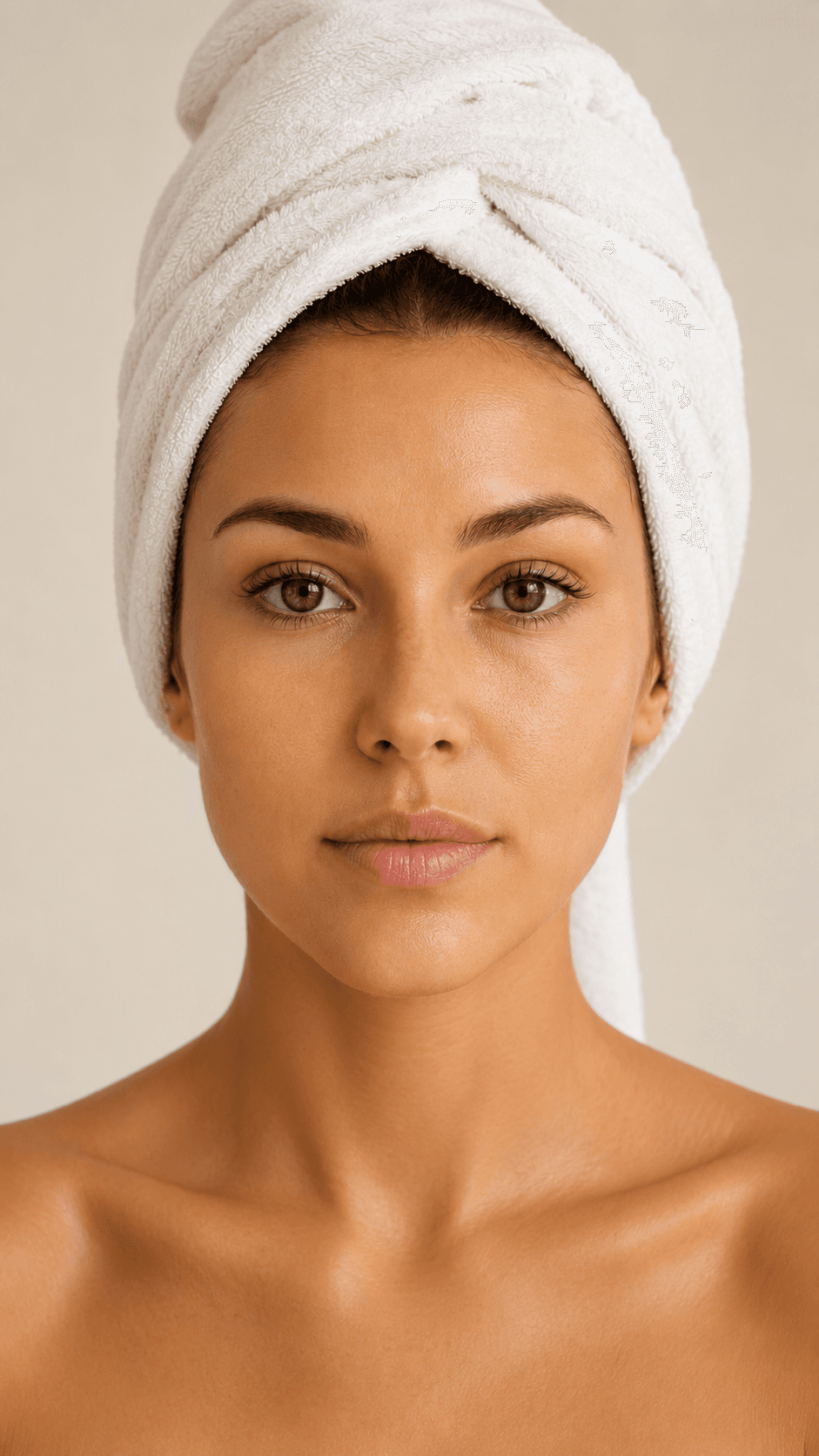 Portrait of a woman during an AI skin-analysis scan